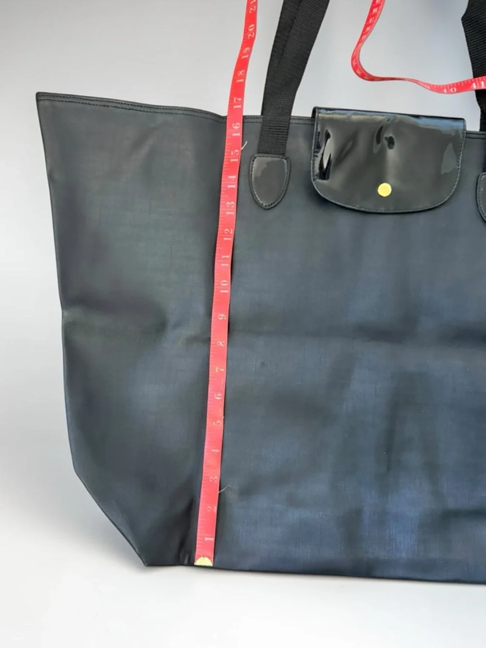 New Without Tags Large Nylon Black Foldable Tote Bag with Shoulder Straps
